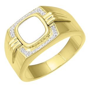 Diamond and Gemstone Men's Ring 1 Stone and Line